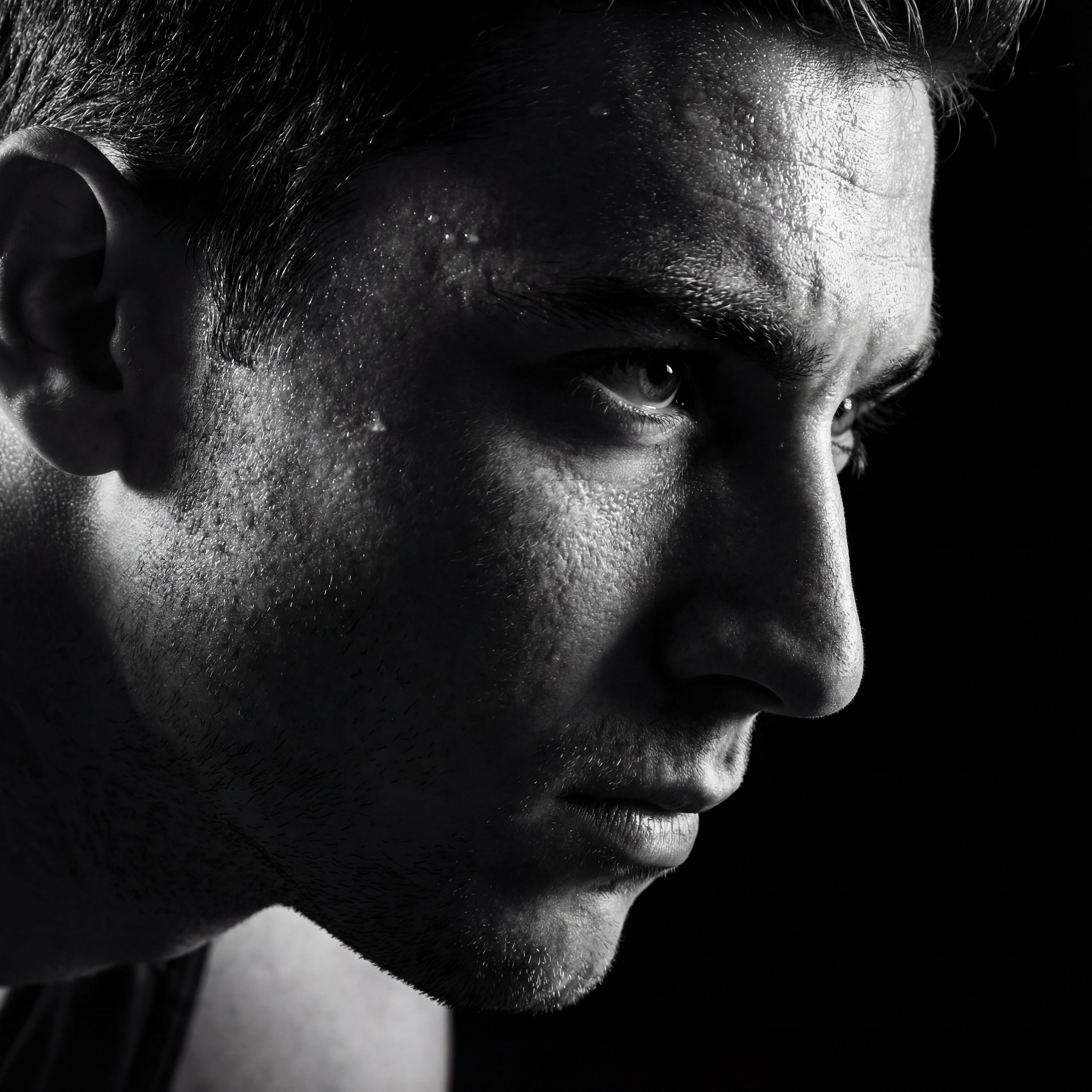 Focused athlete in training